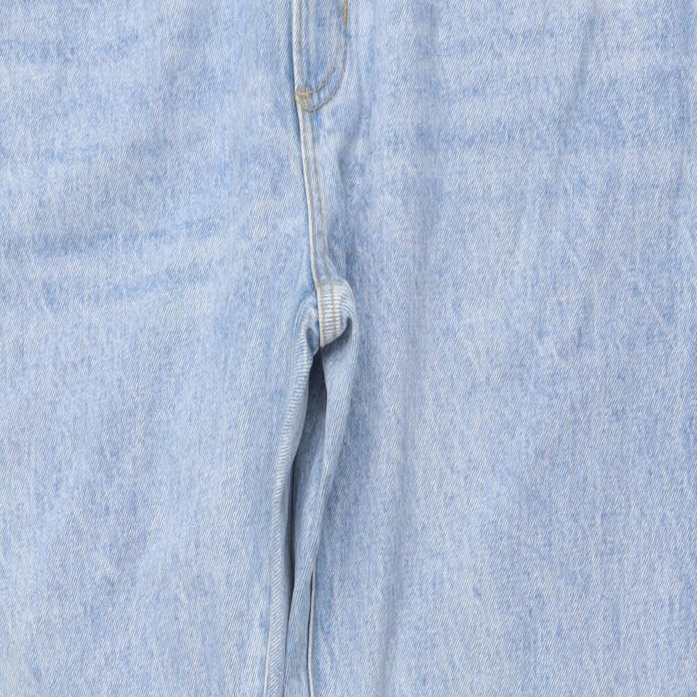 Marks and Spencer Mens Blue Cotton Straight Jeans Size 44 in L33 in Regular Button