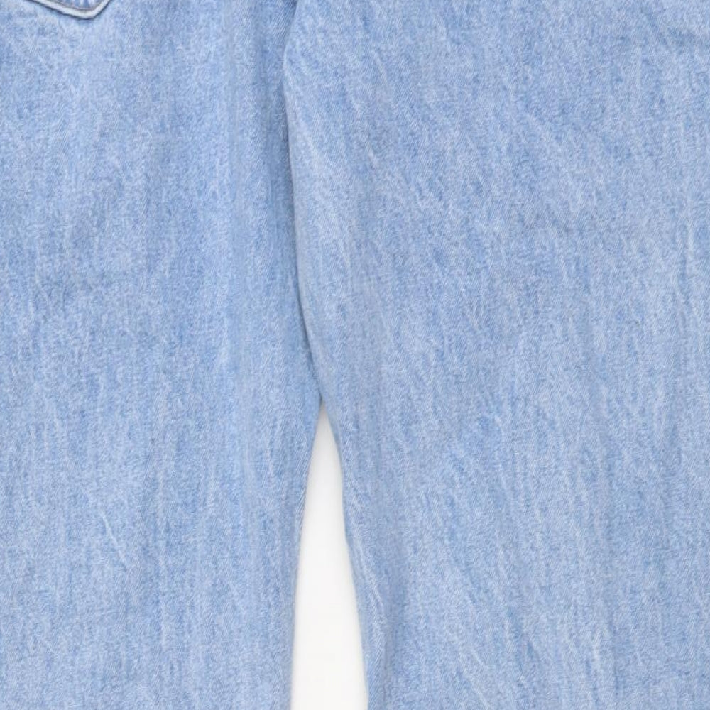 Marks and Spencer Mens Blue Cotton Straight Jeans Size 44 in L33 in Regular Button