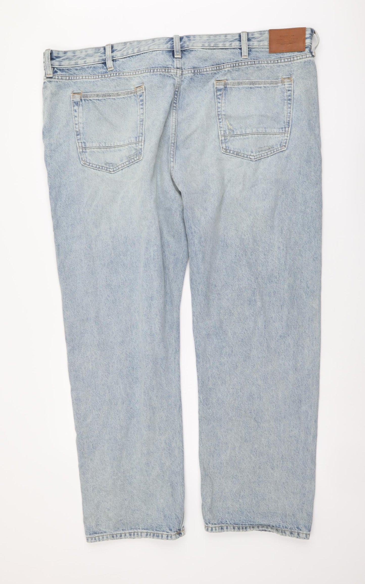 Marks and Spencer Mens Blue Cotton Straight Jeans Size 44 in L33 in Slim Button