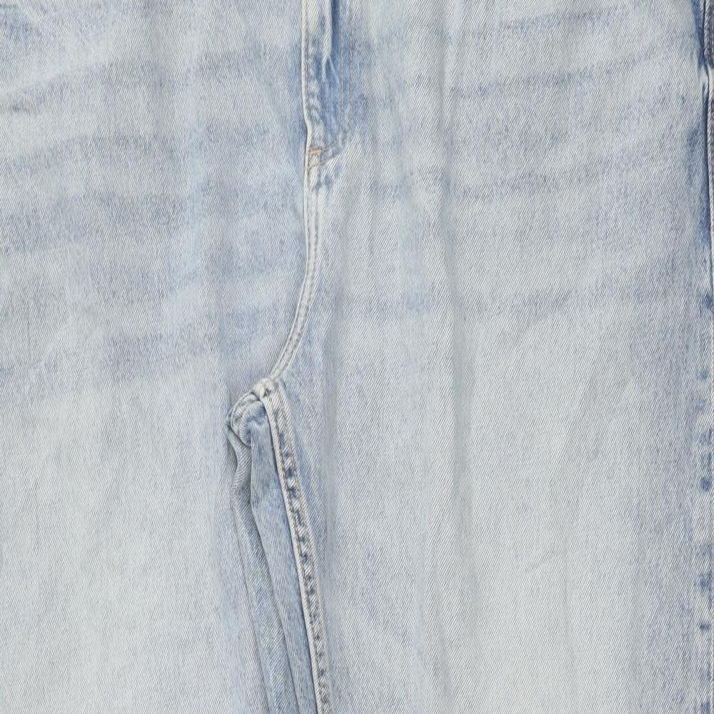 Marks and Spencer Mens Blue Cotton Straight Jeans Size 44 in L33 in Slim Button