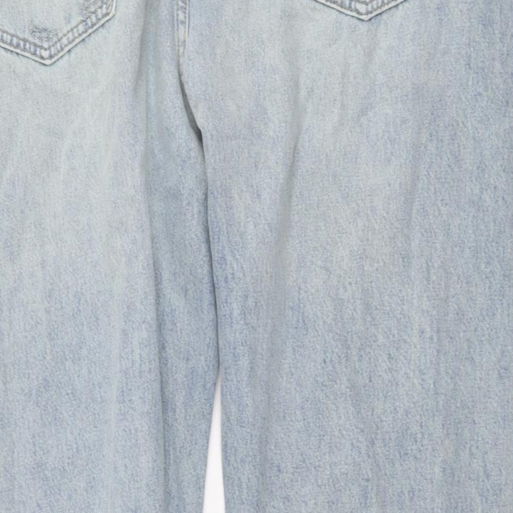 Marks and Spencer Mens Blue Cotton Straight Jeans Size 44 in L33 in Slim Button