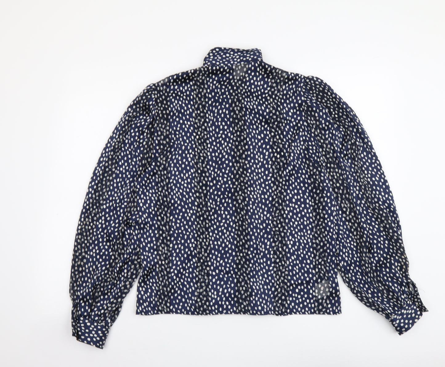 Marks and Spencer Womens Blue Polka Dot Polyester Basic Button-Up Size 10 Collared