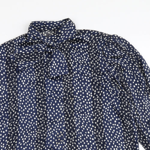 Marks and Spencer Womens Blue Polka Dot Polyester Basic Button-Up Size 10 Collared