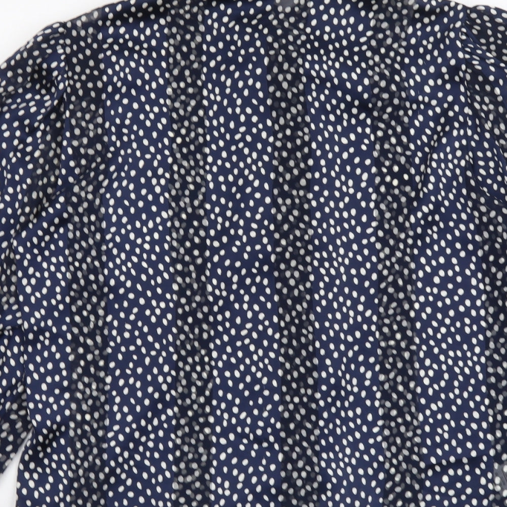 Marks and Spencer Womens Blue Polka Dot Polyester Basic Button-Up Size 10 Collared