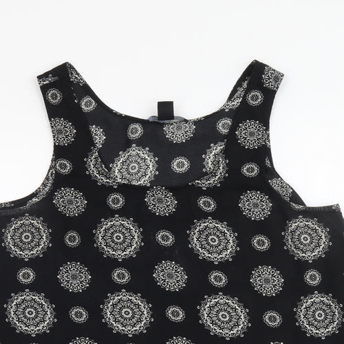 Atmosphere Womens Black Geometric Polyester Basic Tank Size 12 Scoop Neck