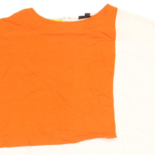 Topshop Womens Yellow Colourblock Polyester Basic T-Shirt Size 8 Round Neck