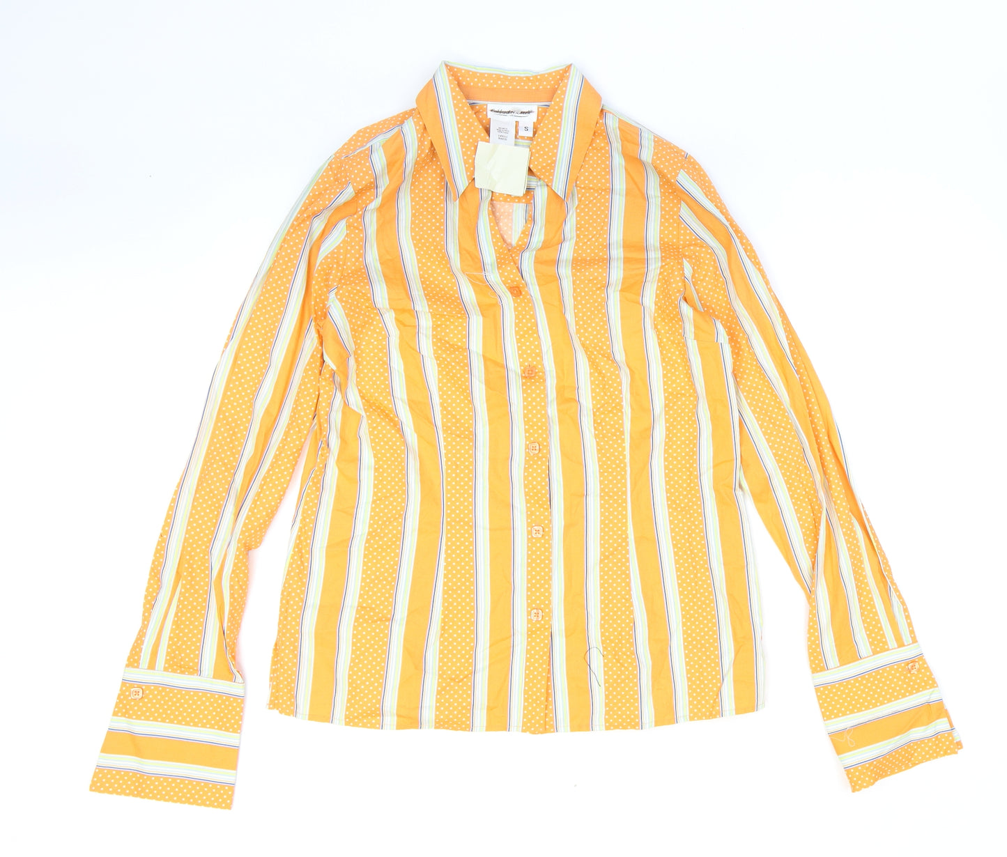Coldwater Creek Womens Multicoloured Striped Cotton Basic Button-Up Size S Collared