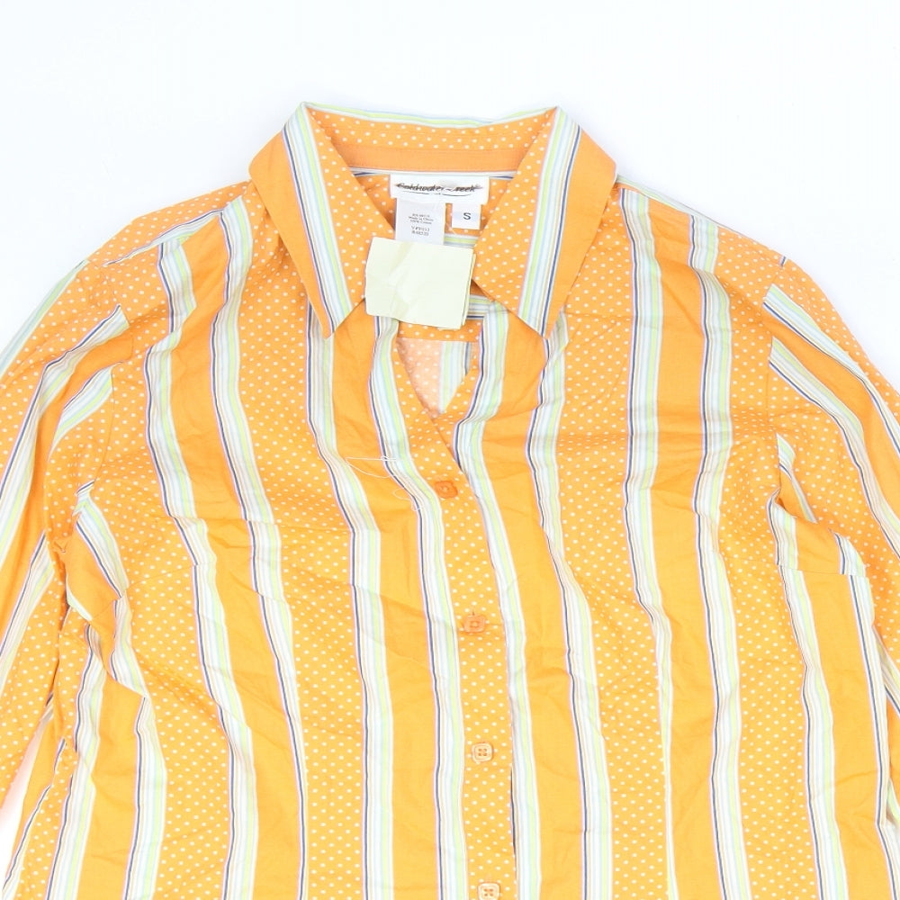 Coldwater Creek Womens Multicoloured Striped Cotton Basic Button-Up Size S Collared