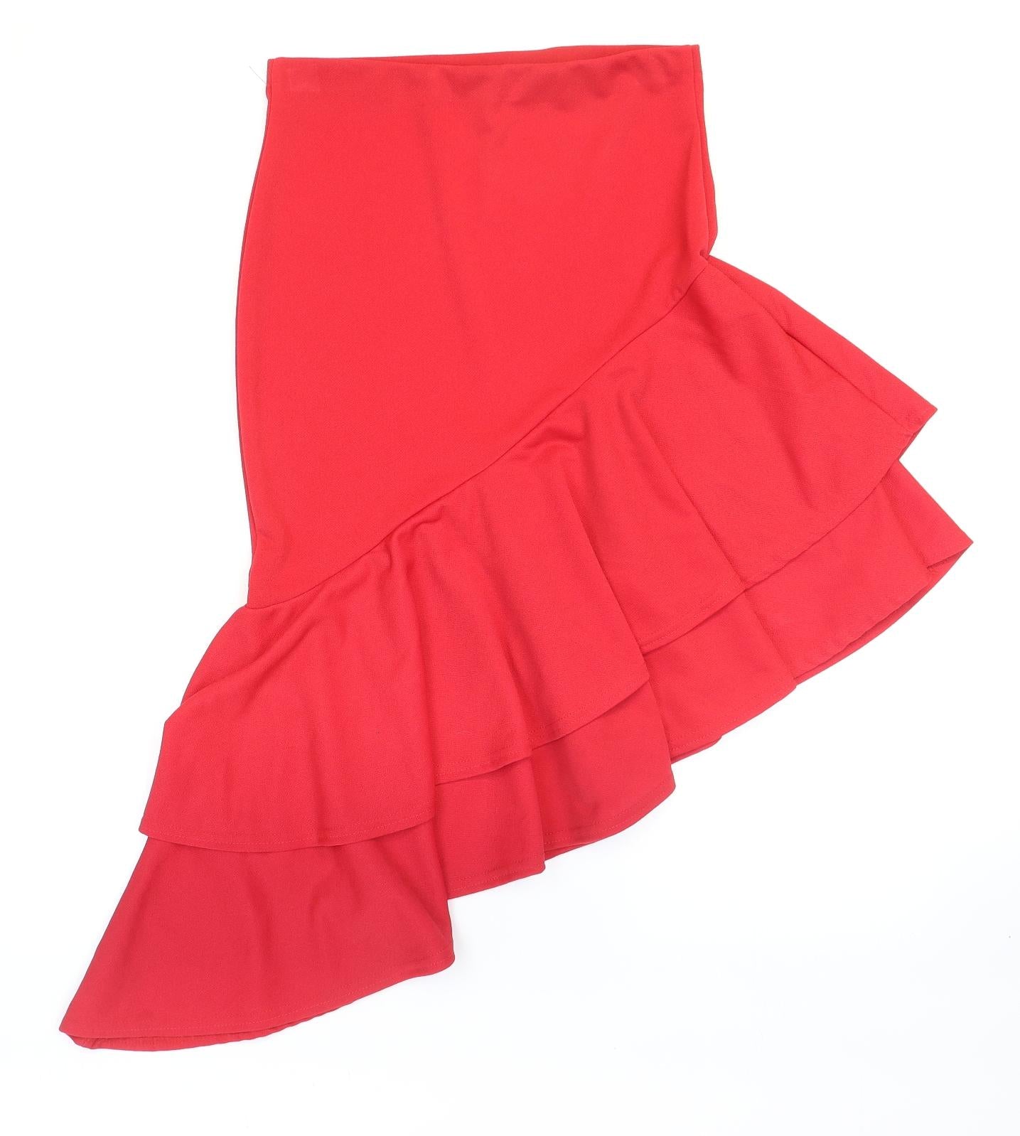 Missi Womens Red Polyester Trumpet Skirt Size 10