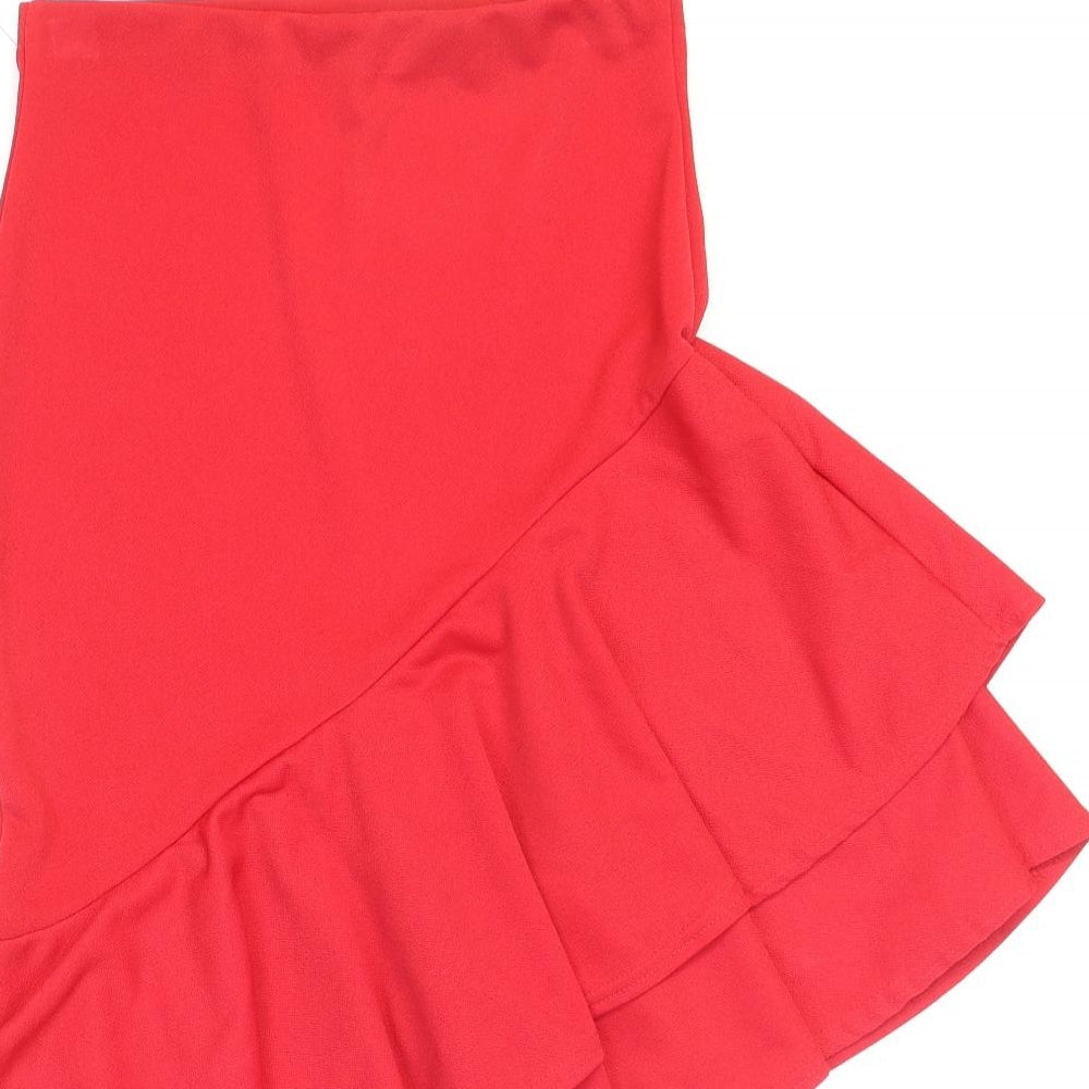 Missi Womens Red Polyester Trumpet Skirt Size 10