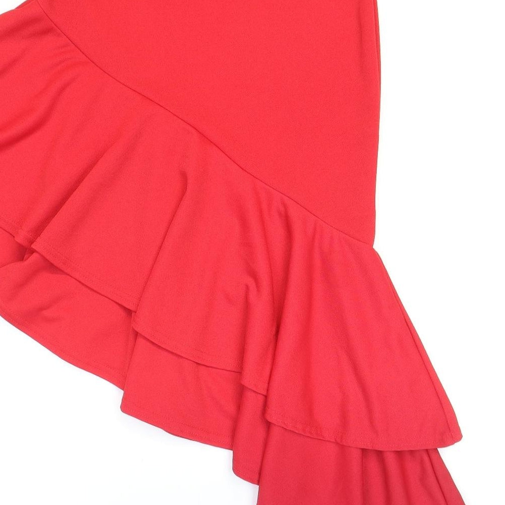 Missi Womens Red Polyester Trumpet Skirt Size 10