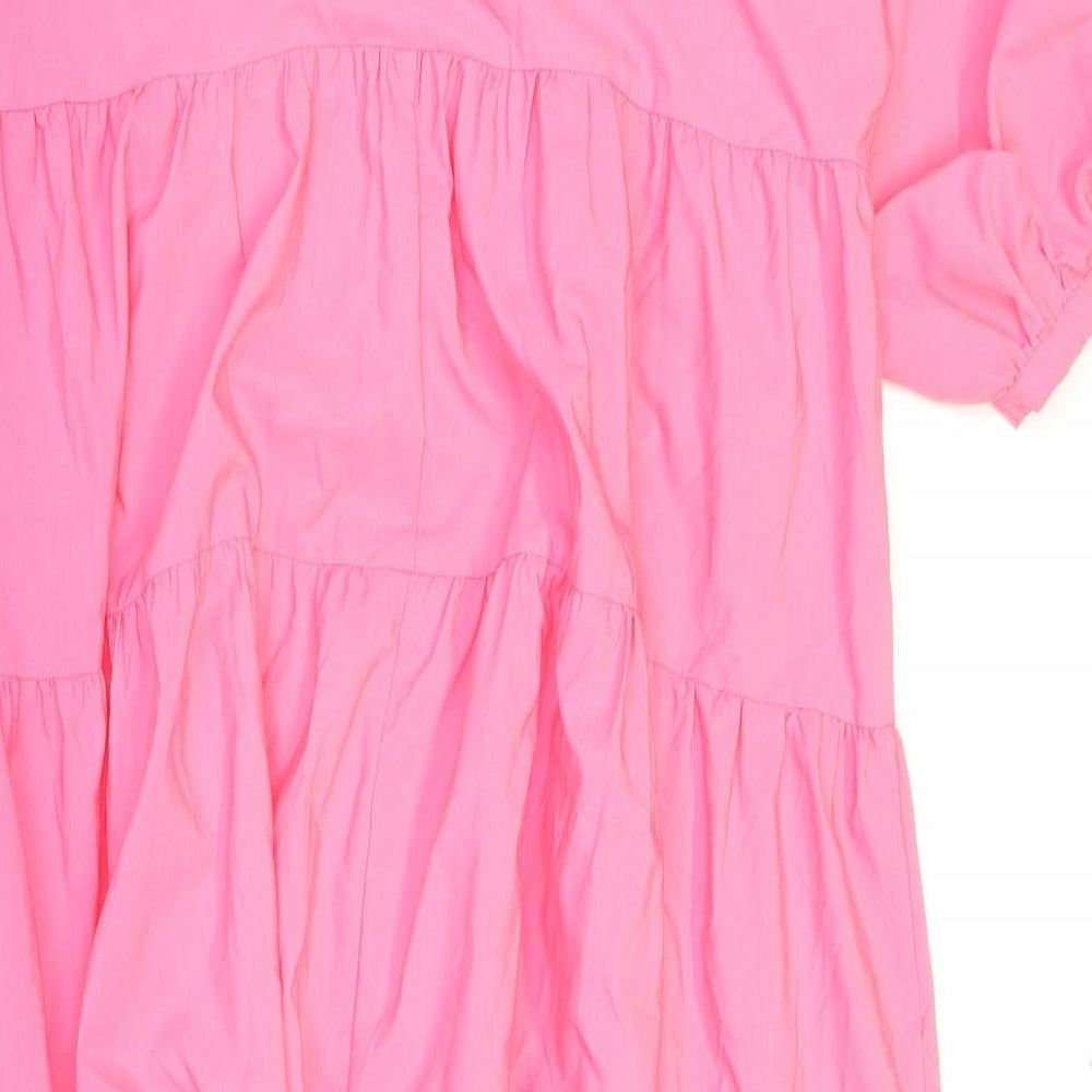 Zara Womens Pink Viscose Maxi Size M V-Neck Pullover - Tiered