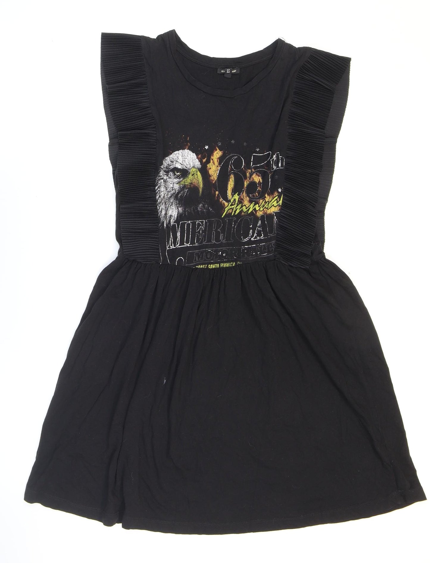 River Island Womens Black Polyester Skater Dress Size 8 Round Neck Pullover - American Eagle