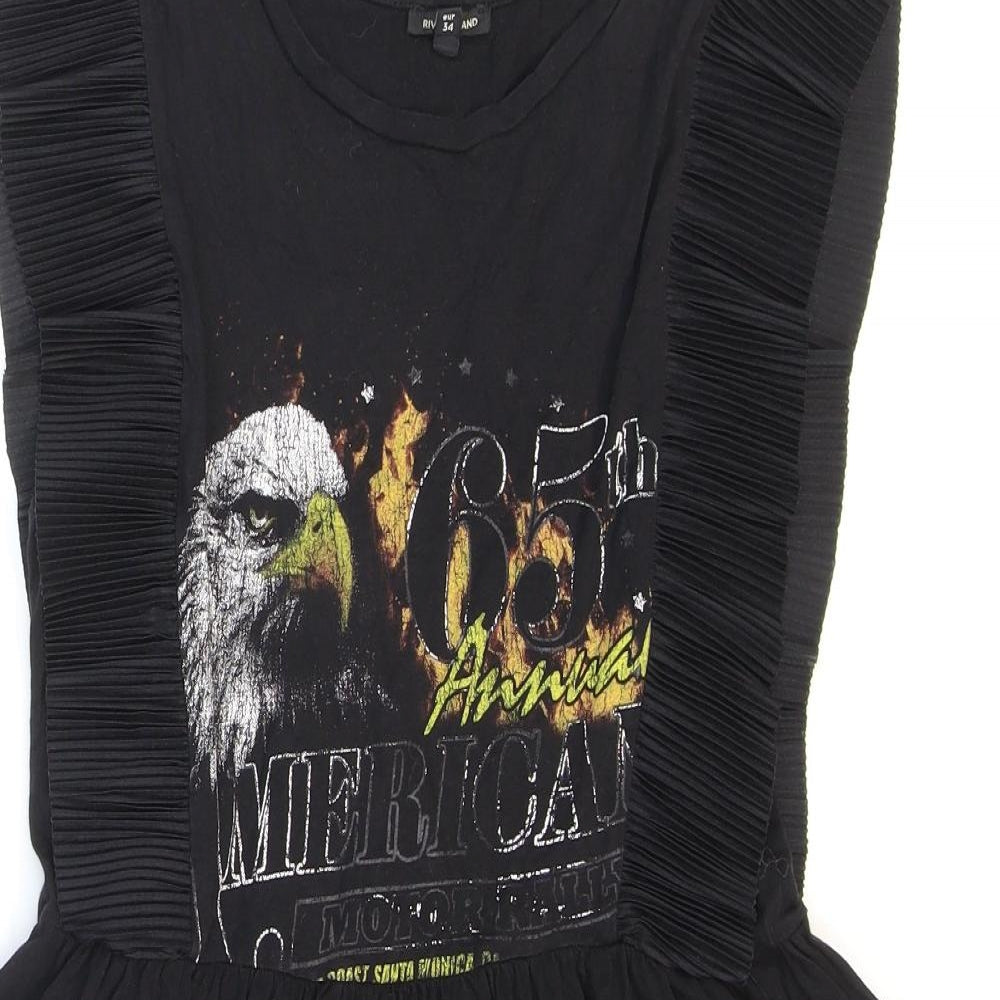River Island Womens Black Polyester Skater Dress Size 8 Round Neck Pullover - American Eagle