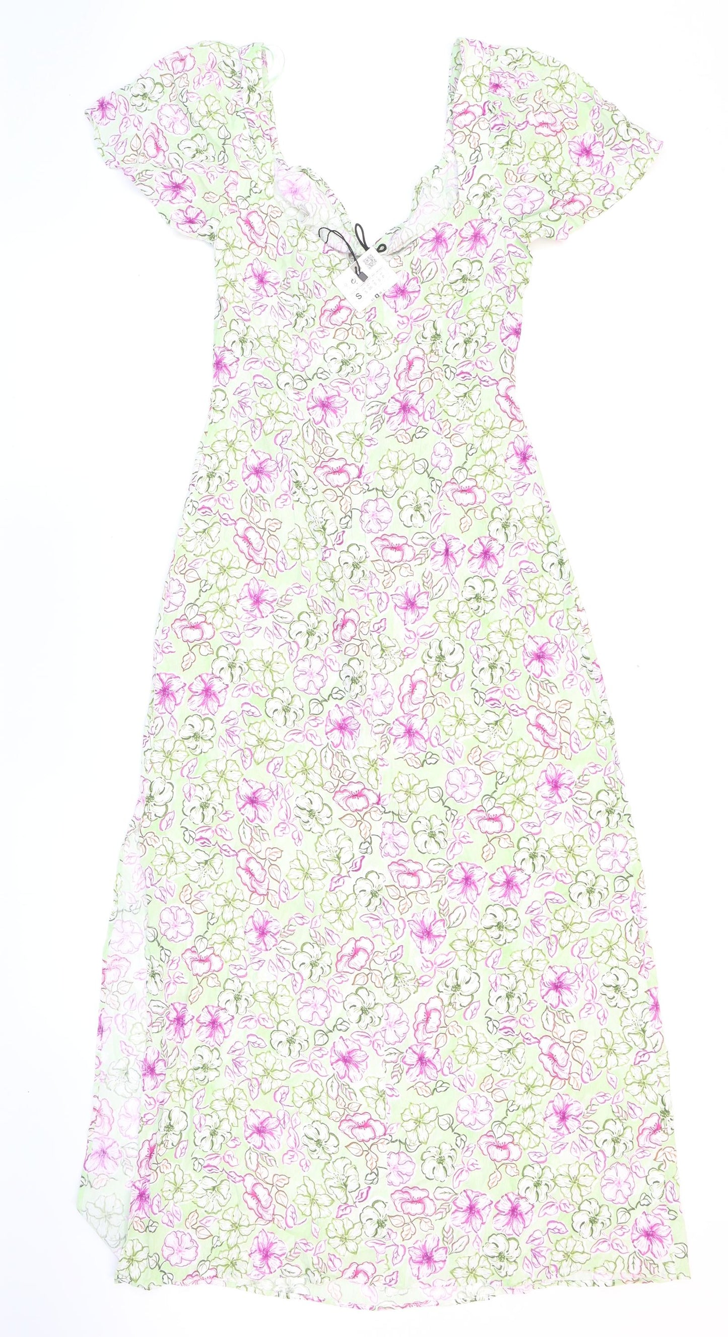 Zara Womens Multicoloured Floral Polyester Fit & Flare Size S Sweetheart Zip
