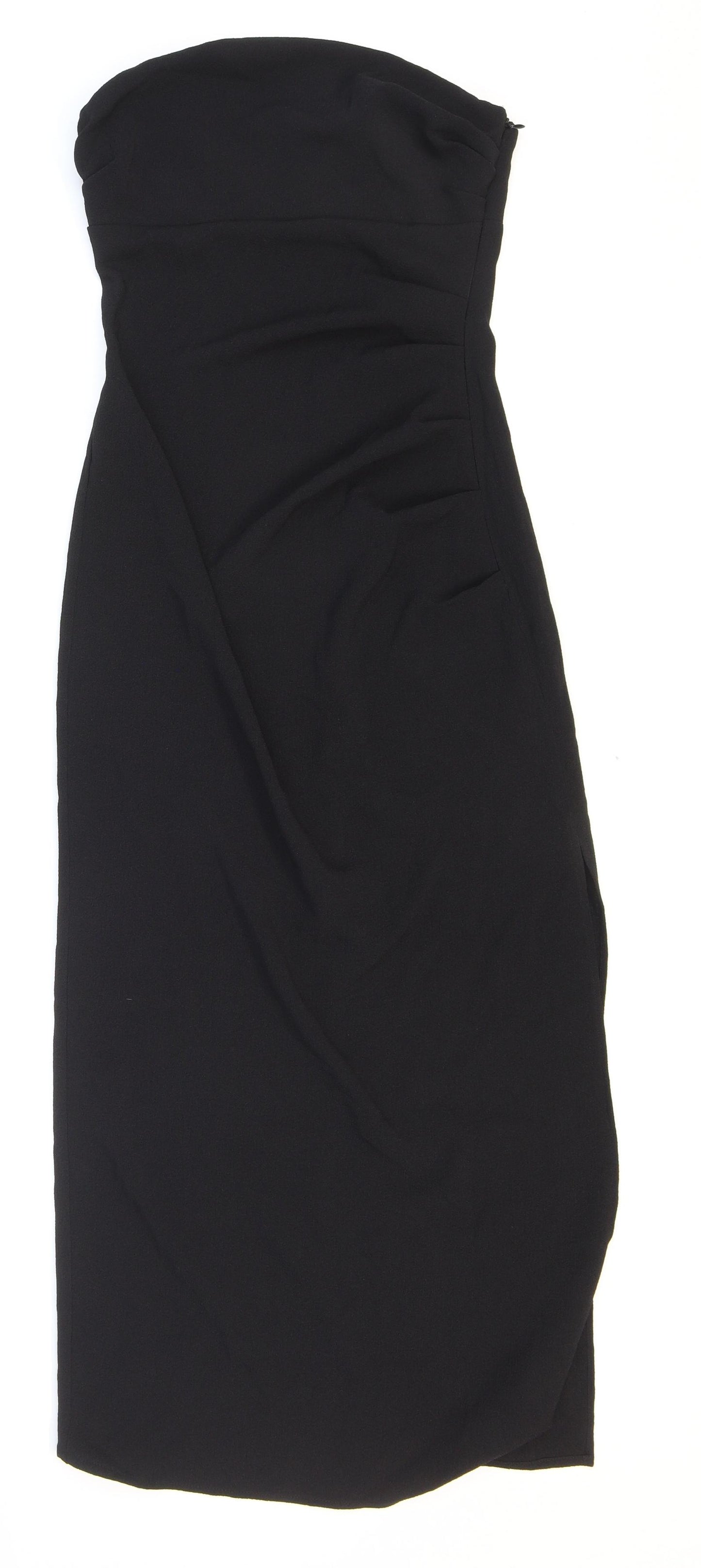 Zara Womens Black Polyester Bodycon Size S Off the Shoulder Zip
