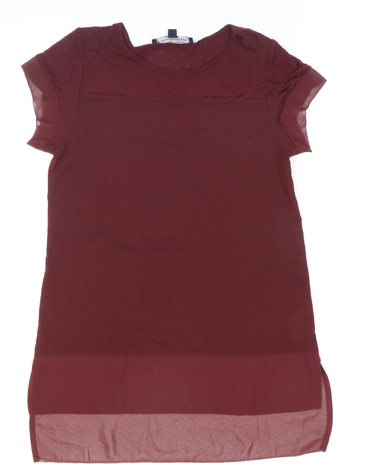 French Connection Womens Red Polyester Tunic T-Shirt Size XS Round Neck