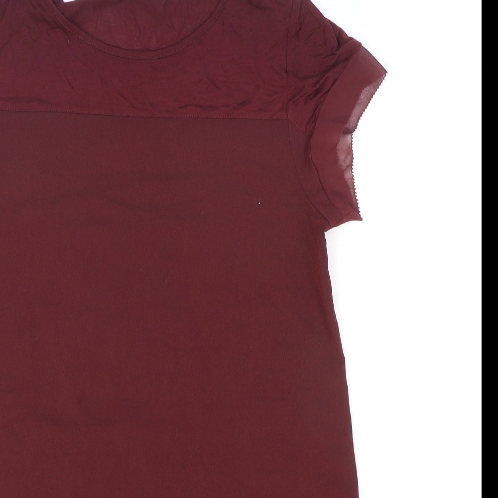 French Connection Womens Red Polyester Tunic T-Shirt Size XS Round Neck
