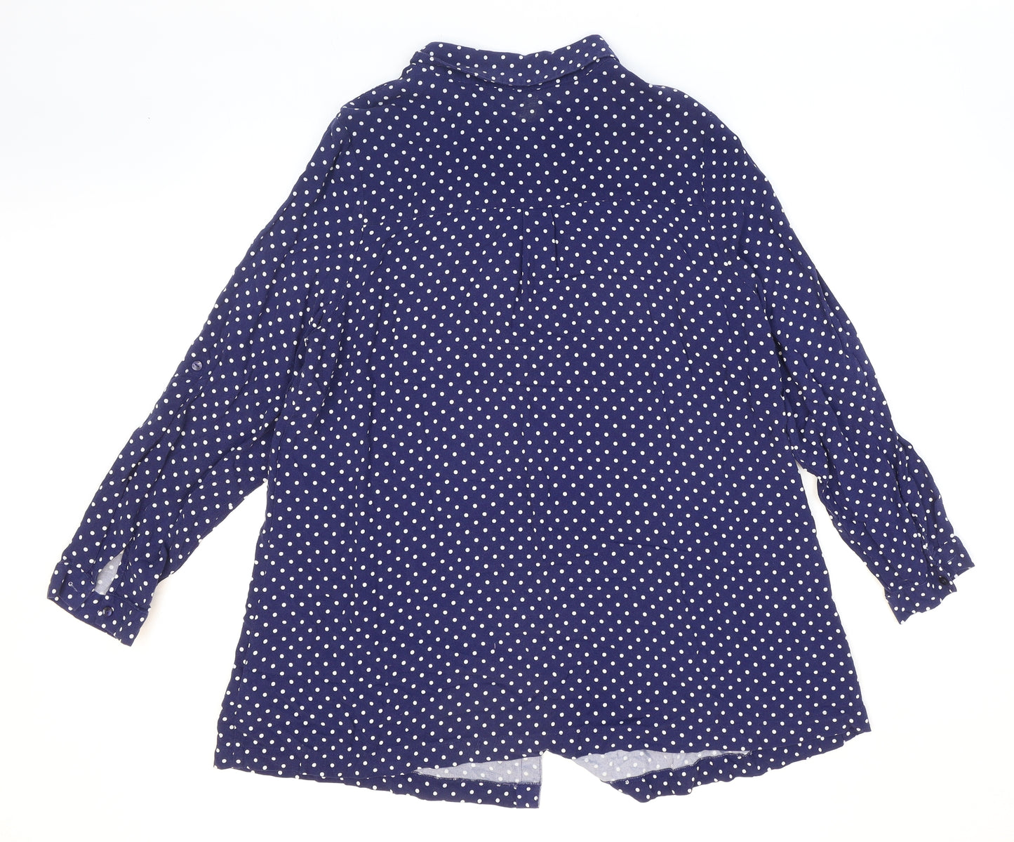 Preworn Womens Blue Polka Dot Polyester Basic Button-Up Size 20 Collared
