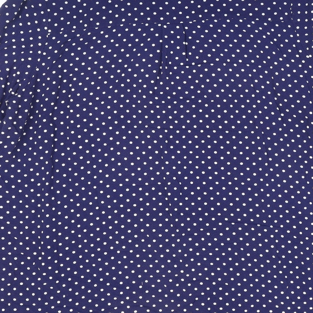 Preworn Womens Blue Polka Dot Polyester Basic Button-Up Size 20 Collared