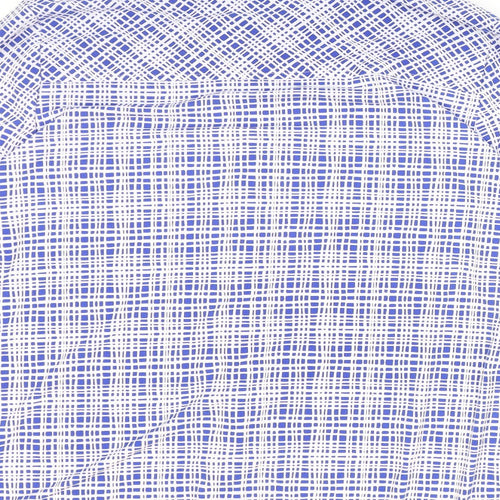 D&Co. Womens Blue Geometric Polyester Basic Button-Up Size XL Collared