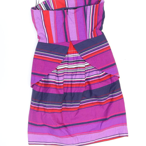 Oasis Womens Multicoloured Striped Cotton Mini Size 8 Sweetheart Zip