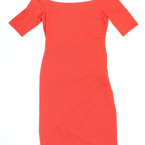 River Island Womens Red Polyester A-Line Size 10 Off the Shoulder Pullover - Ribbed
