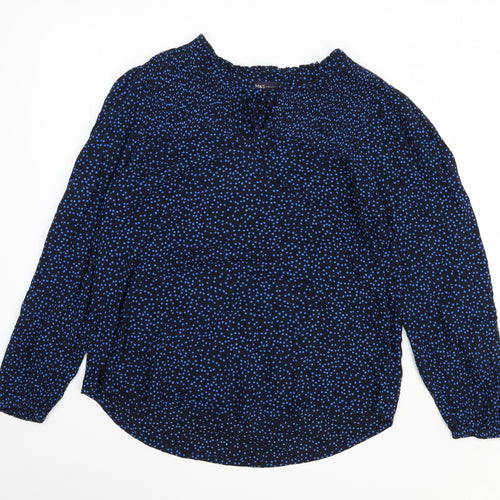 Marks and Spencer Womens Blue Polka Dot Viscose Basic Blouse Size 10 Collared