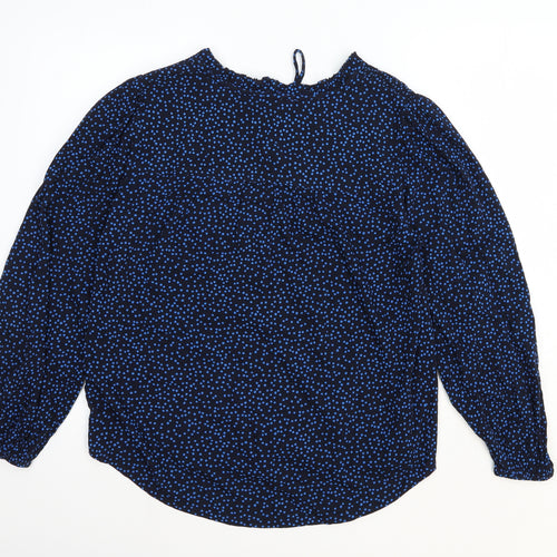 Marks and Spencer Womens Blue Polka Dot Viscose Basic Blouse Size 10 Collared