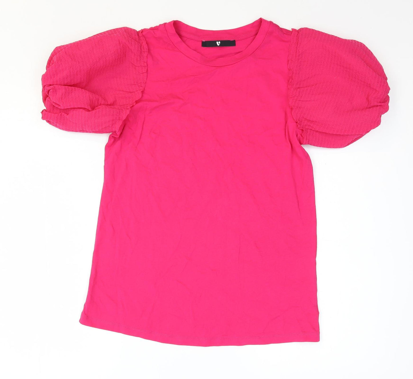 Very Womens Pink Cotton Basic T-Shirt Size 8 Round Neck