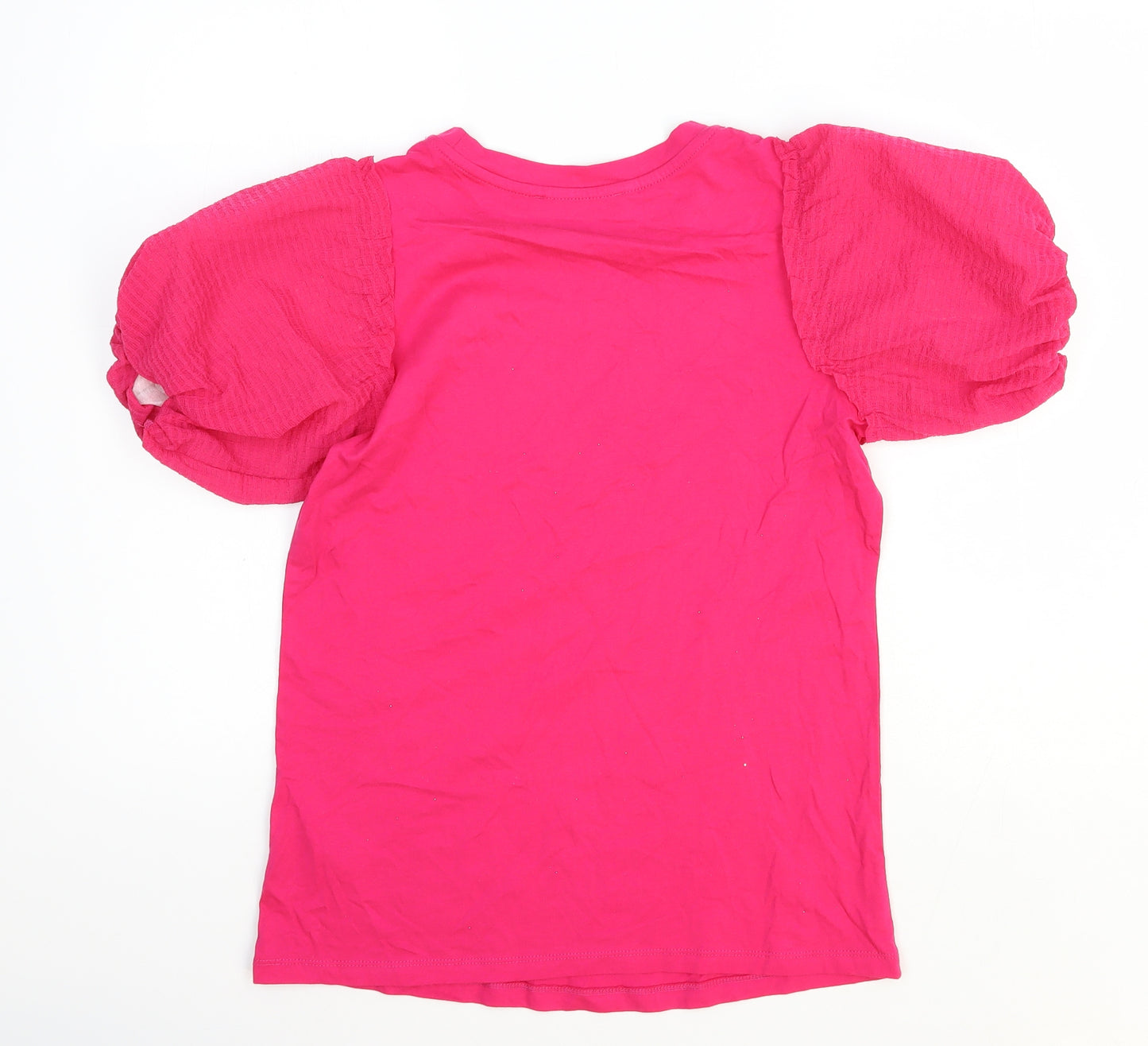 Very Womens Pink Cotton Basic T-Shirt Size 8 Round Neck