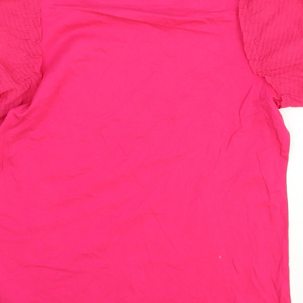 Very Womens Pink Cotton Basic T-Shirt Size 8 Round Neck