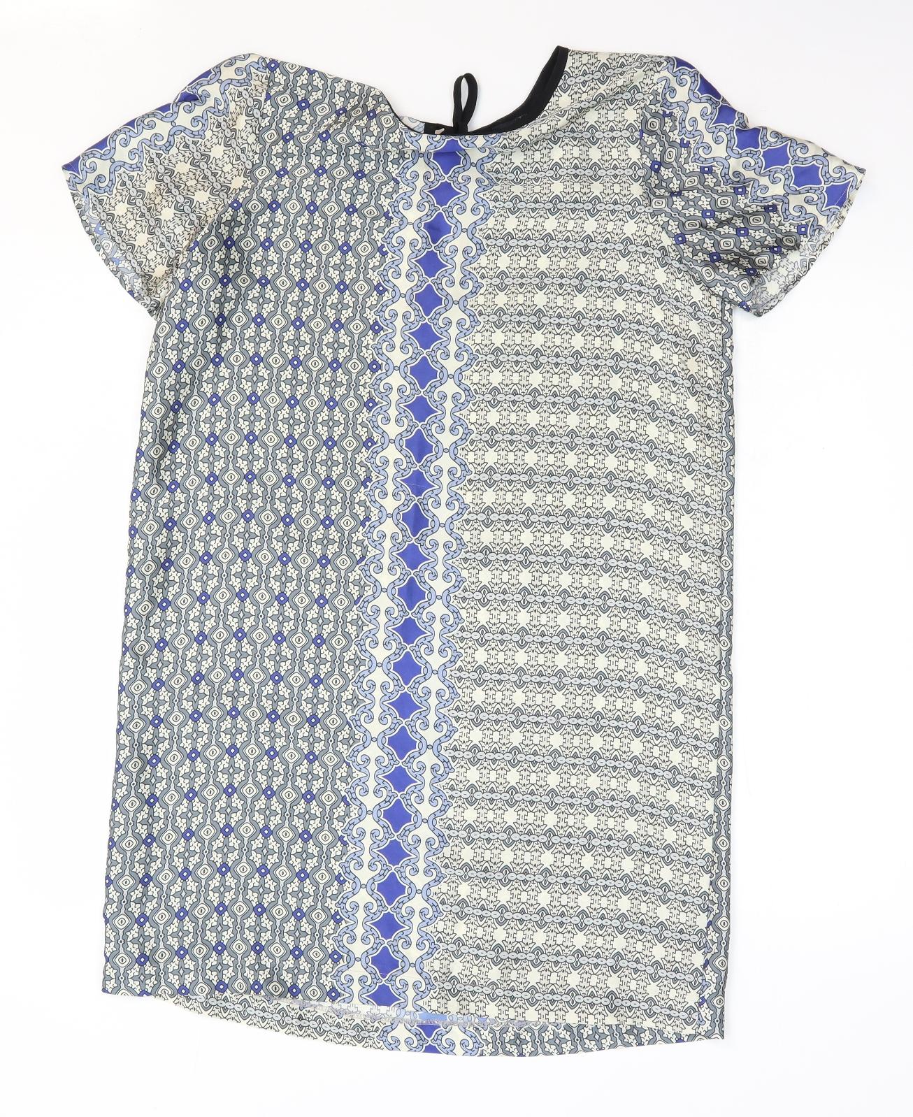 ASOS Womens Multicoloured Geometric Polyester Shift Size 10 Round Neck Tie