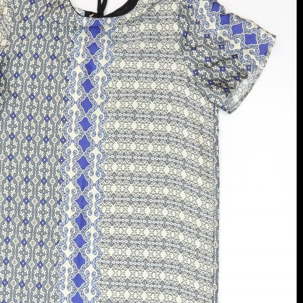 ASOS Womens Multicoloured Geometric Polyester Shift Size 10 Round Neck Tie