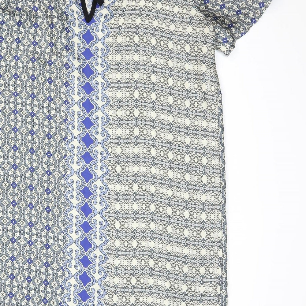 ASOS Womens Multicoloured Geometric Polyester Shift Size 10 Round Neck Tie