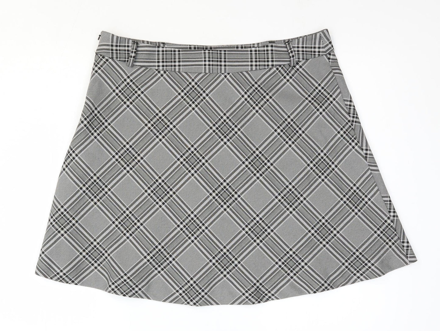 Peacocks Womens Black Plaid Polyester Mini Skirt Size 16 Zip