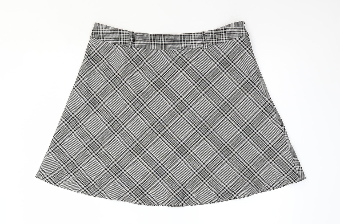 Peacocks Womens Black Plaid Polyester Mini Skirt Size 16 Zip