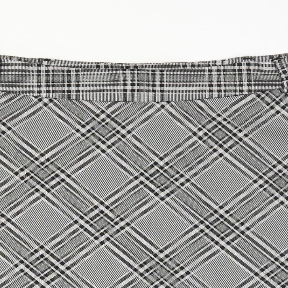 Peacocks Womens Black Plaid Polyester Mini Skirt Size 16 Zip