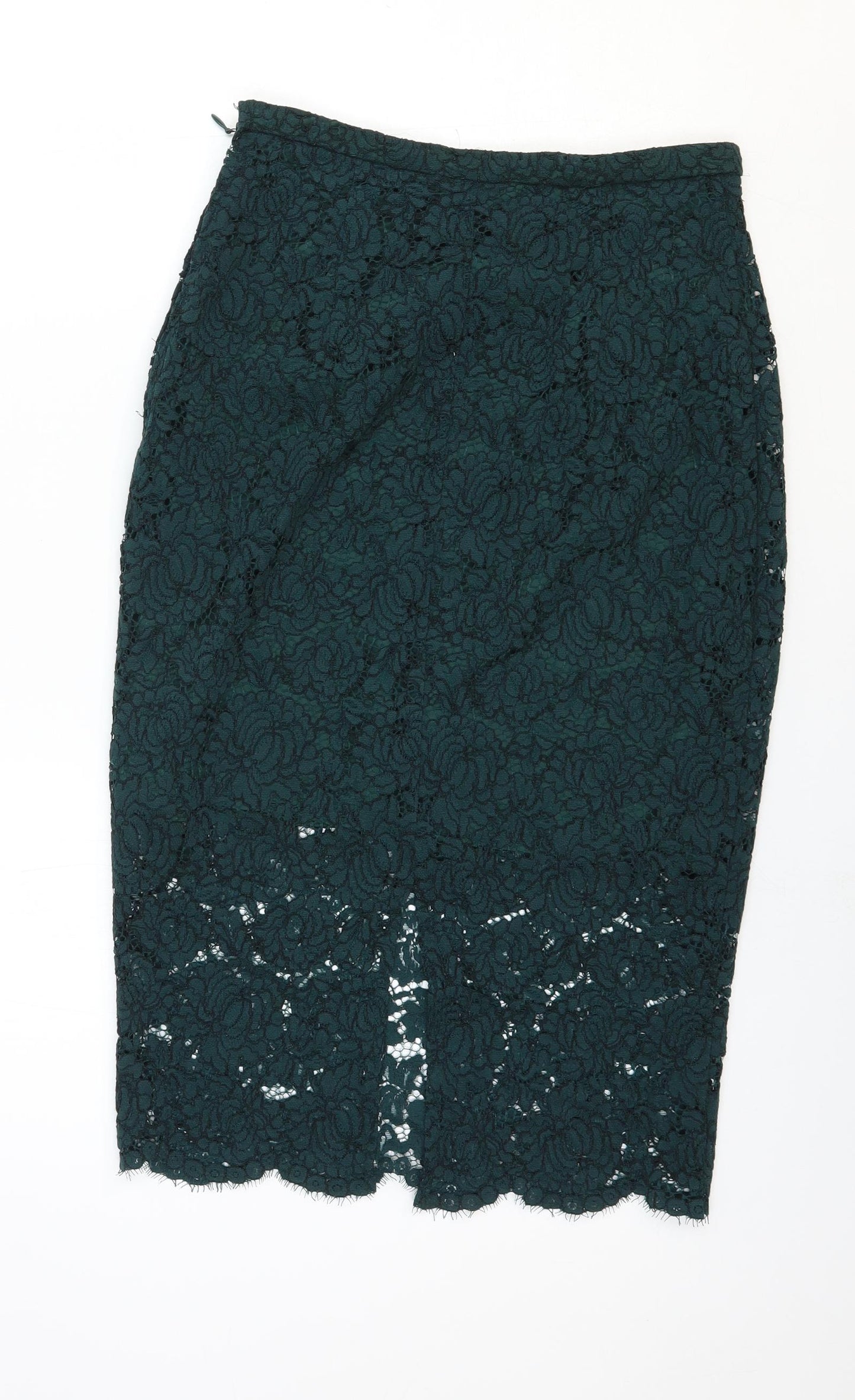H&M Womens Green Polyester Straight & Pencil Skirt Size 8 Zip
