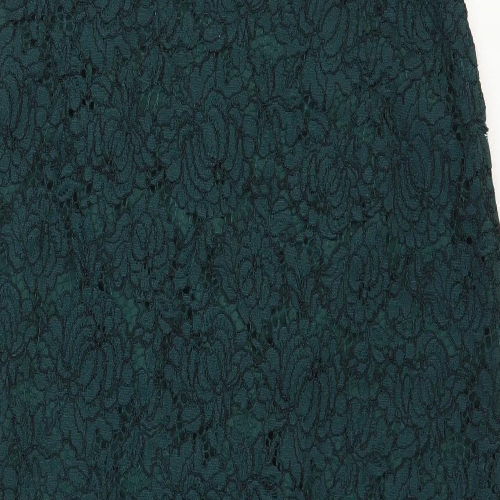 H&M Womens Green Polyester Straight & Pencil Skirt Size 8 Zip