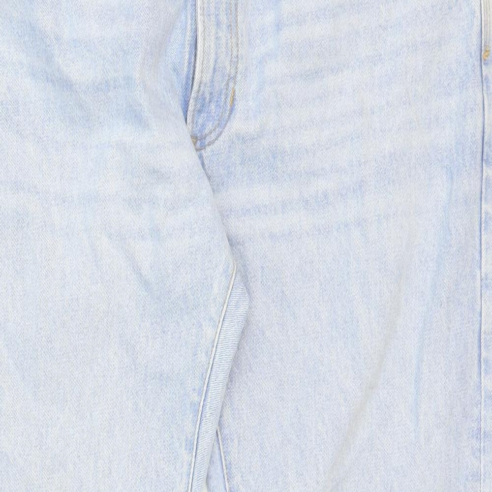 Marks and Spencer Mens Blue Cotton Straight Jeans Size 40 L33 in Regular Zip