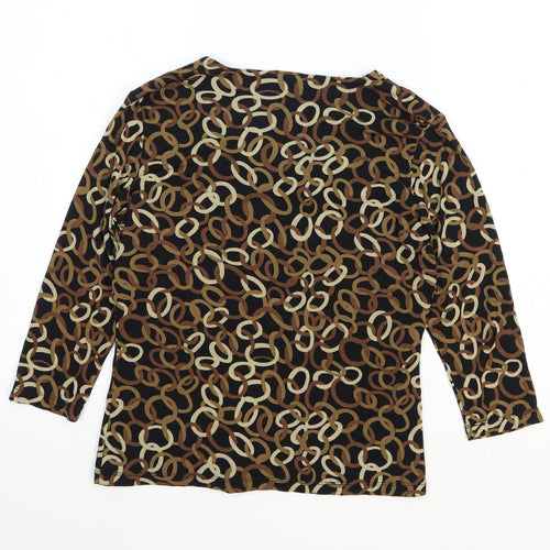 INC Womens Multicoloured Geometric Nylon Basic T-Shirt Size S V-Neck