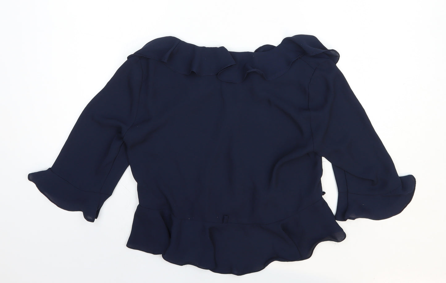 Topshop Womens Blue Polyester Basic Blouse Size 10 V-Neck