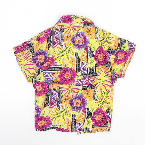 Young Classics Girls Multicoloured Floral Viscose Basic T-Shirt Size 9 Years Collared Button
