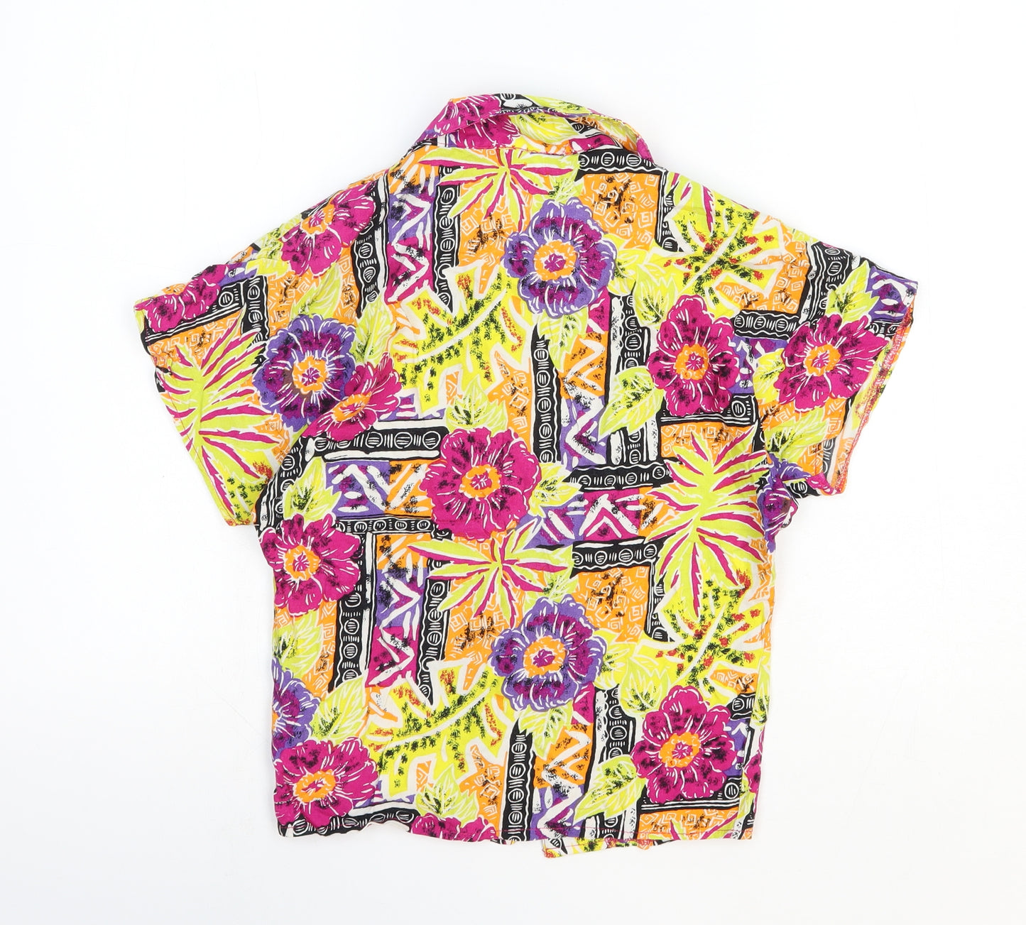 Young Classics Girls Multicoloured Floral Viscose Basic T-Shirt Size 9 Years Collared Button