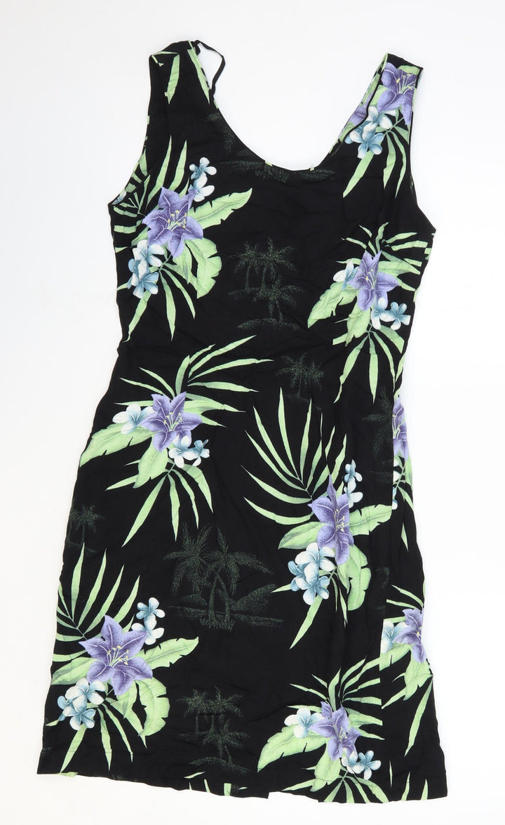 Bungalow Brand Womens Multicoloured Floral Polyester Pencil Dress Size 8 V-Neck Zip - Palm Tree Print