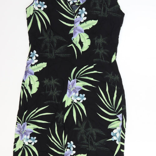 Bungalow Brand Womens Multicoloured Floral Polyester Pencil Dress Size 8 V-Neck Zip - Palm Tree Print