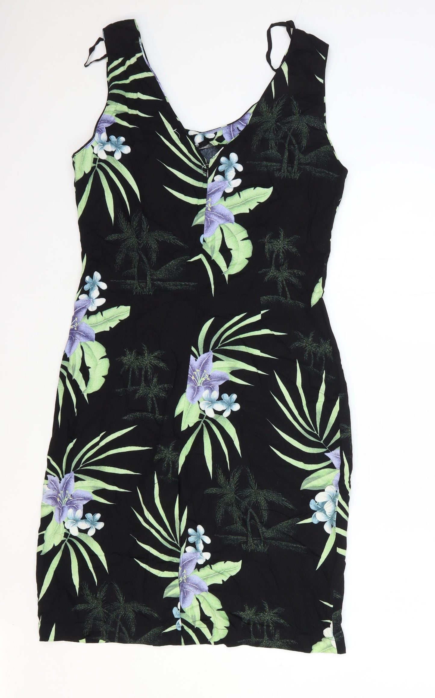 Bungalow Brand Womens Multicoloured Floral Polyester Pencil Dress Size 8 V-Neck Zip - Palm Tree Print