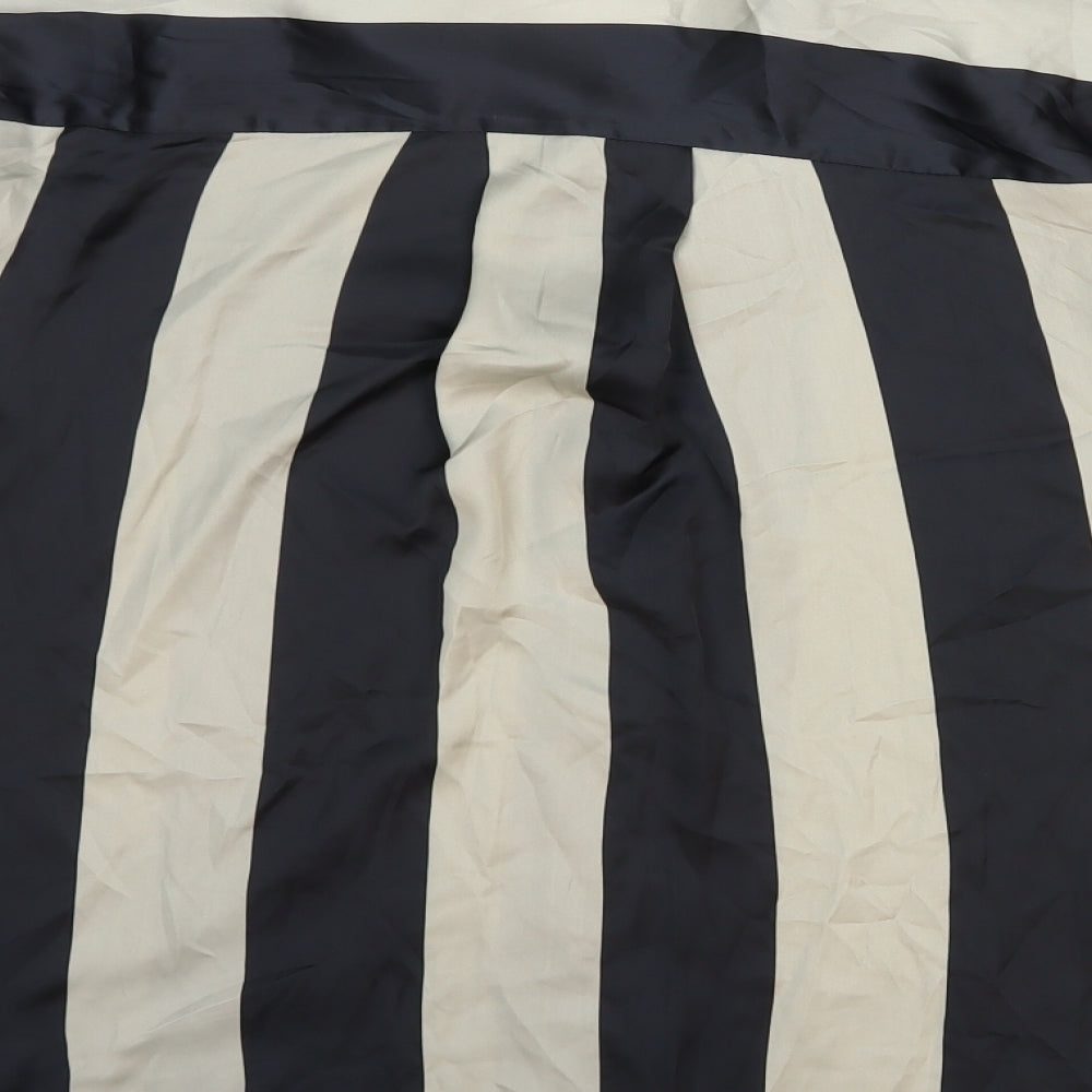 Zara Womens Black Striped Polyester Basic Button-Up Size S Collared