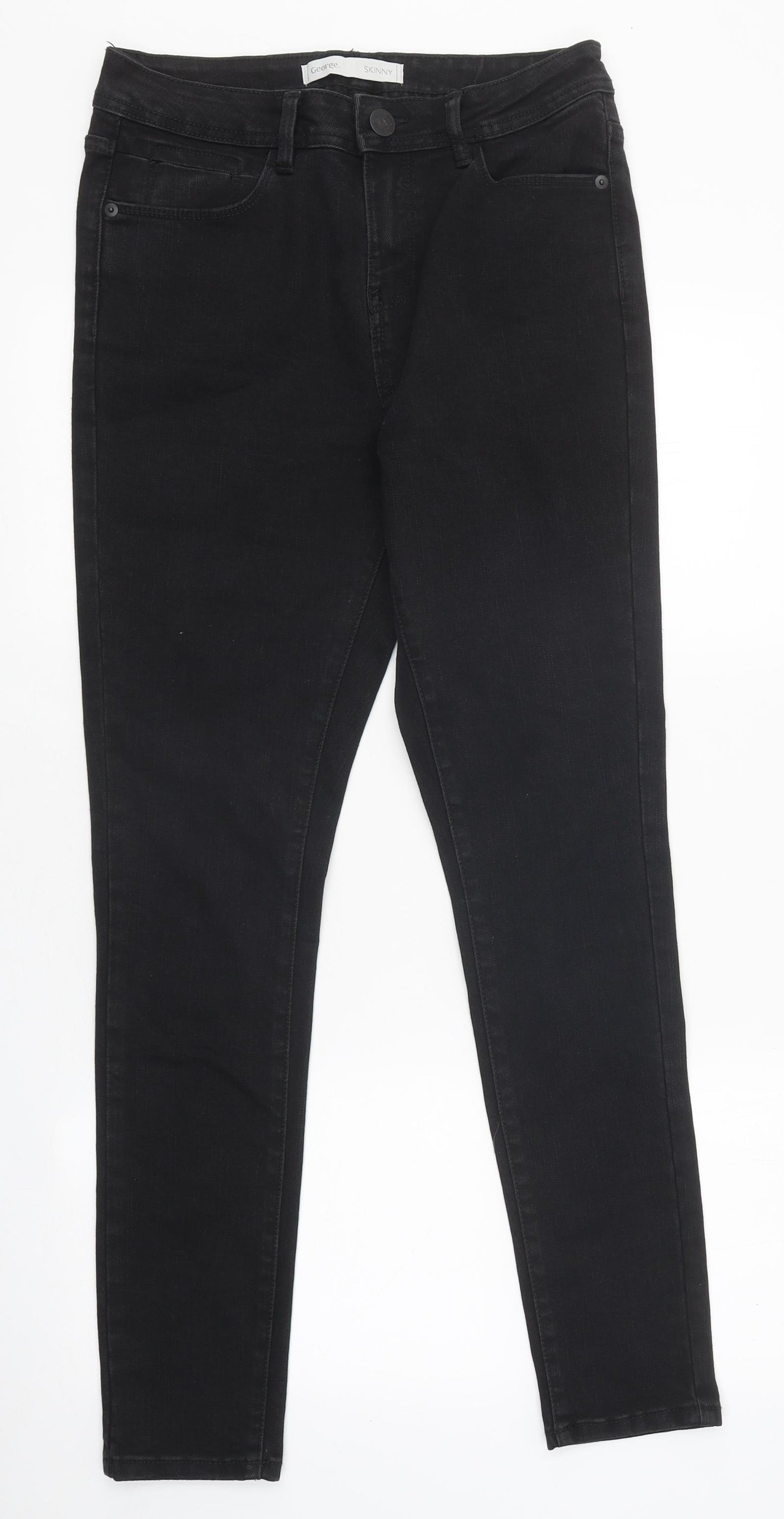 George Womens Black 100% Cotton Skinny Jeans Size 10 L31 in Regular Zip